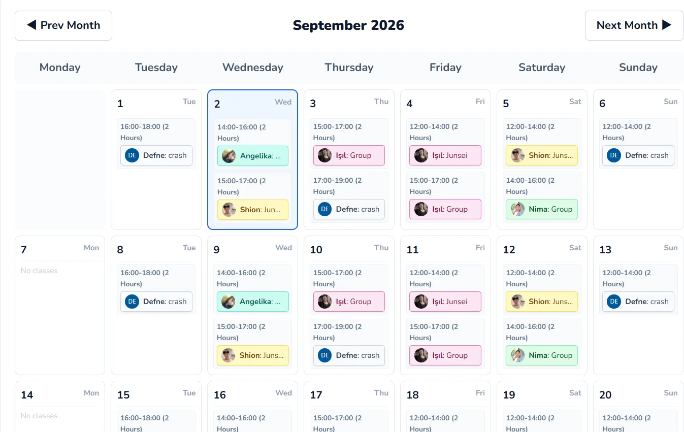 Politaliano shift management and student portal